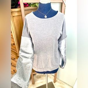 Cato’s Grey Sequin Sleeve Pullover Sweatshirt Top Size 18/20